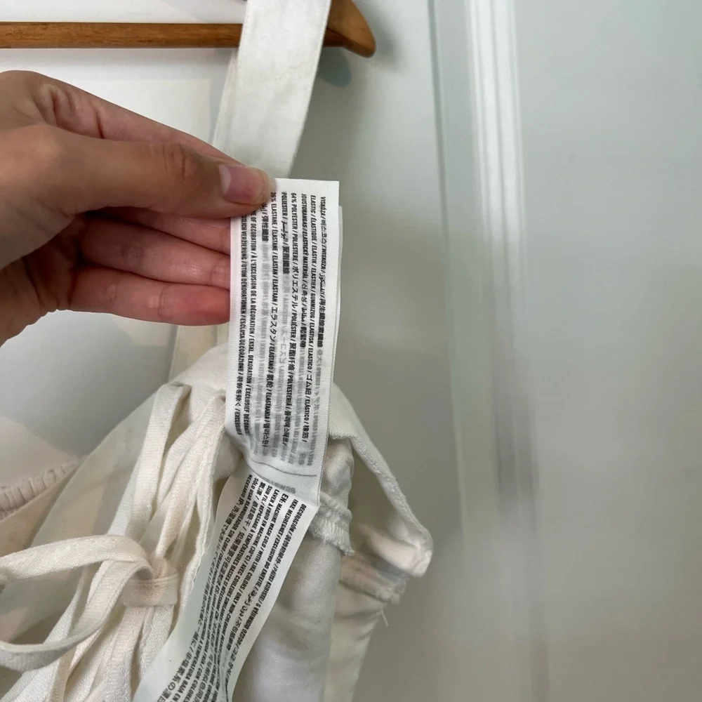 💌 A&F -‎ White Creame Lace-Up Linen-Blend Set Top - Picture 8 of 11
